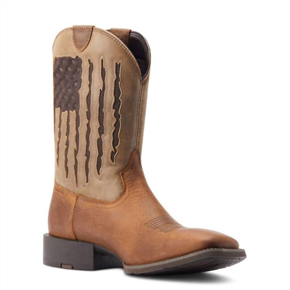 NEW ARIAT men's sport my country venttek western boot in brown